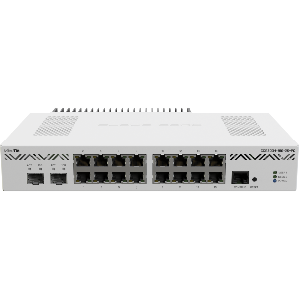 Rūteris (maršrutētājs) Mikrotik CCR2004-16G-2S+PC