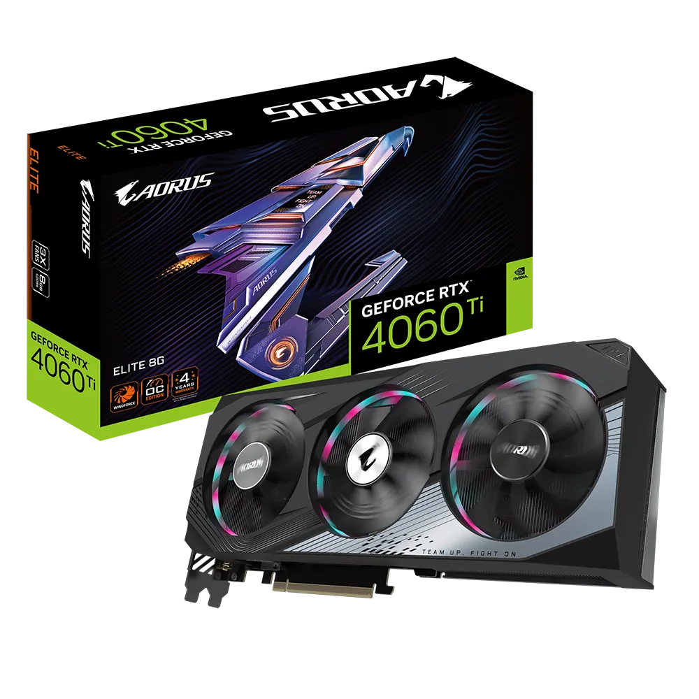 Videokarte GIGABYTE GeForce AORUS RTX4060 Ti ELITE 8GB GDDR6 (GV-N406TAORUS E-8GD)