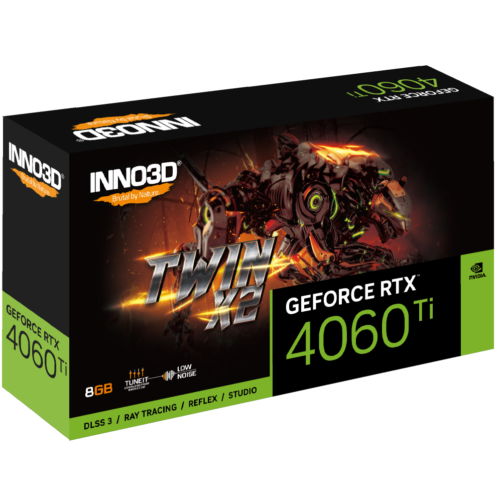 Videokarte INNO3D GeForce RTX 4060Ti Twin X2 8GB GDDR6 (N406T2-08D6-171153N)