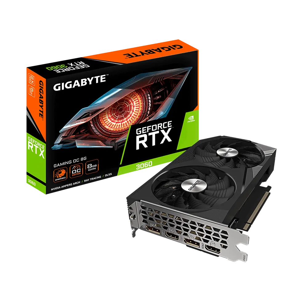 Videokarte GIGABYTE RTX 3060 GAMING OC 8GB GDDR6 (GV-N3060GAMING OC-8GD 2.0)