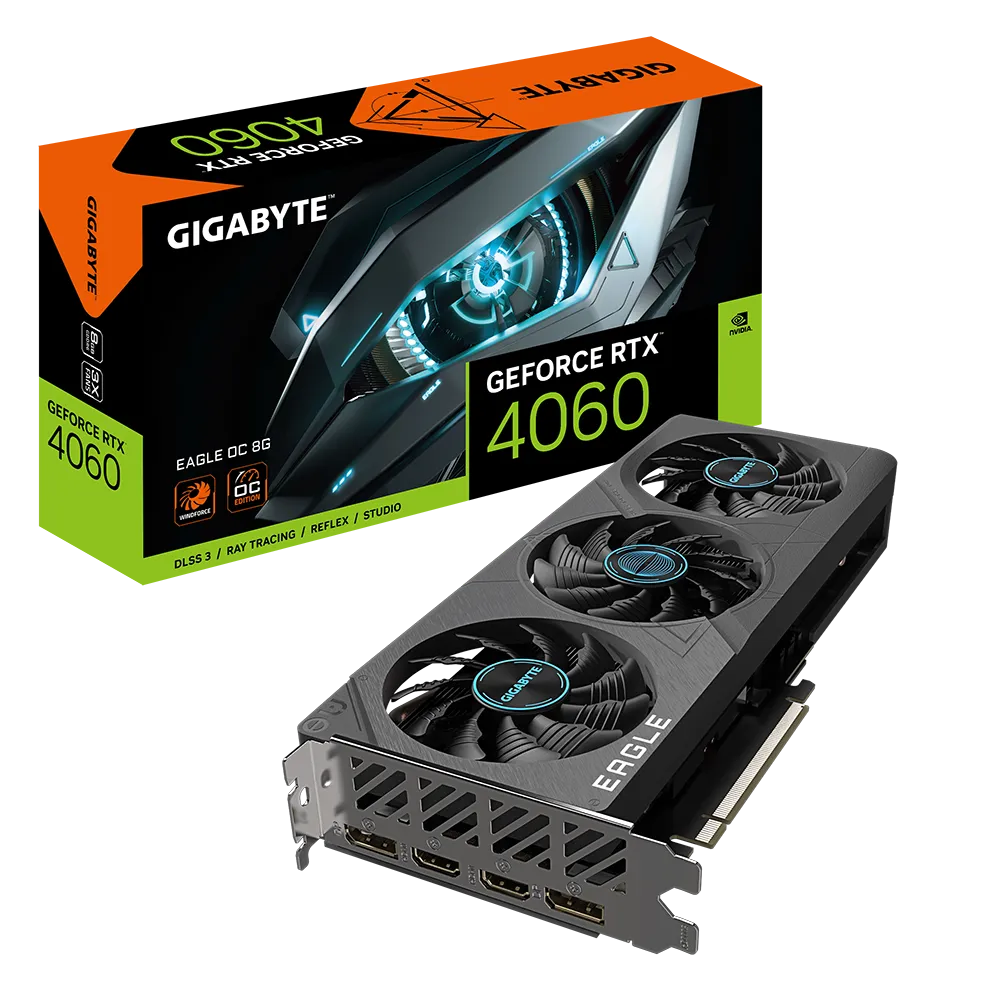 Videokarte GIGABYTE GeForce RTX 4060 EAGLE OC 8GB (GV-N4060EAGLE OC-8GD)