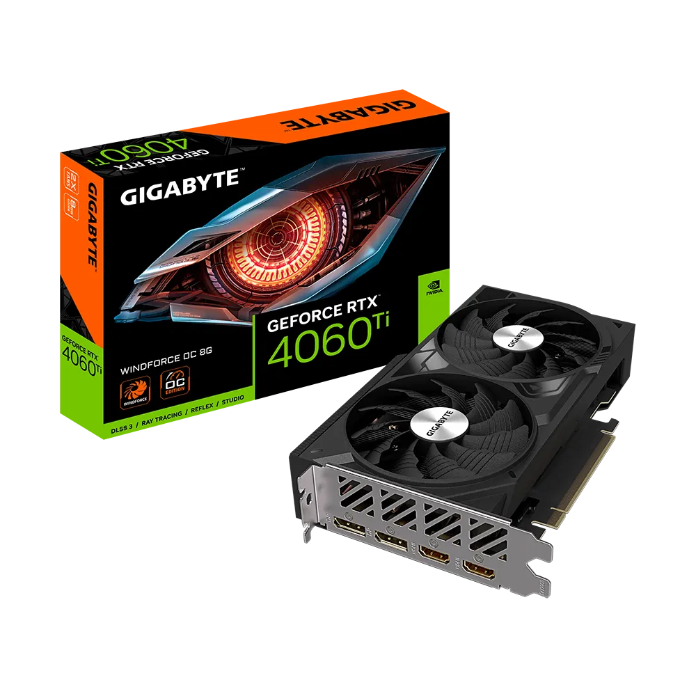 Videokarte GIGABYTE GeForce RTX 4060 Ti WINDFORCE 8GB GDDR6 (GV-N406TWF2OC-8GD)