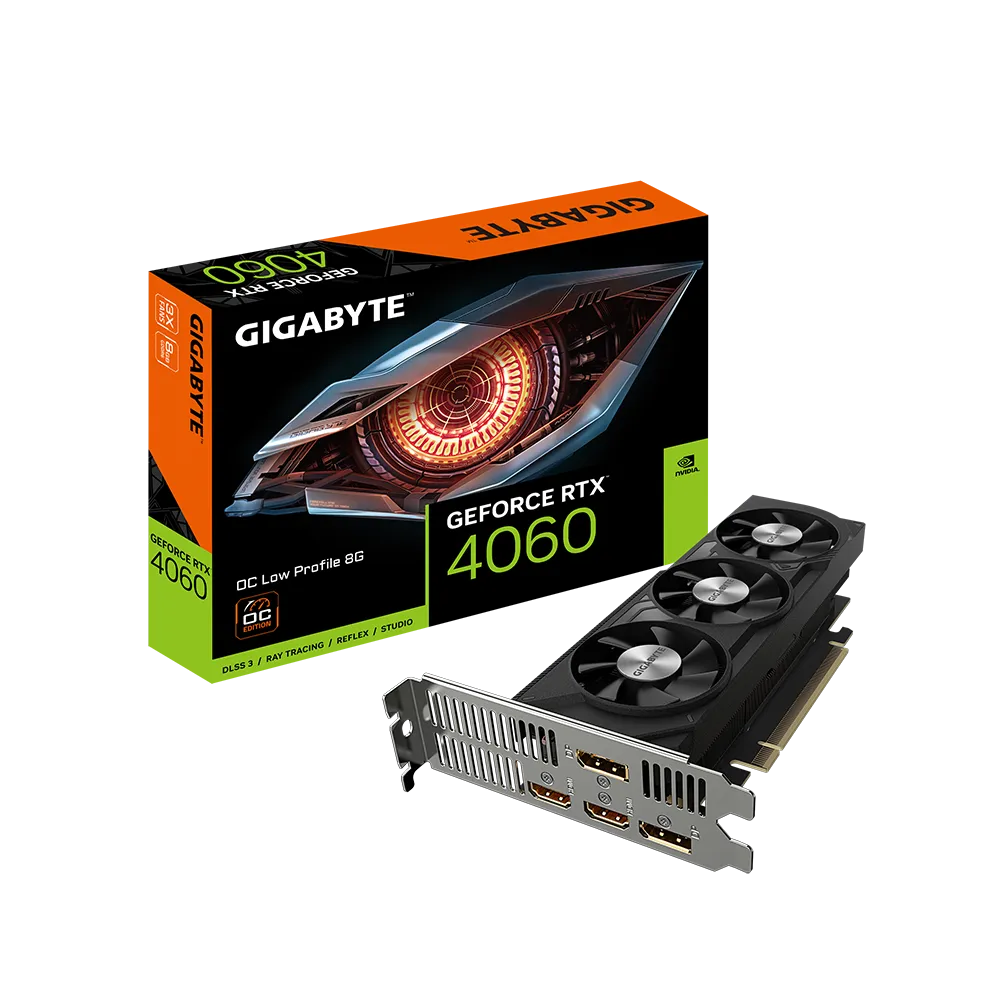 Videokarte GIGABYTE GeForce RTX 4060 OC Low Profile 8 Gb GDDR6 (GV-N4060OC-8GL)