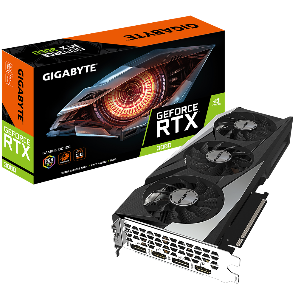 Videokarte GIGABYTE GeForce RTX 3060 GAMING OC 12GB GDDR6 (GV-N3060GAMING OC-12GD 2.0)