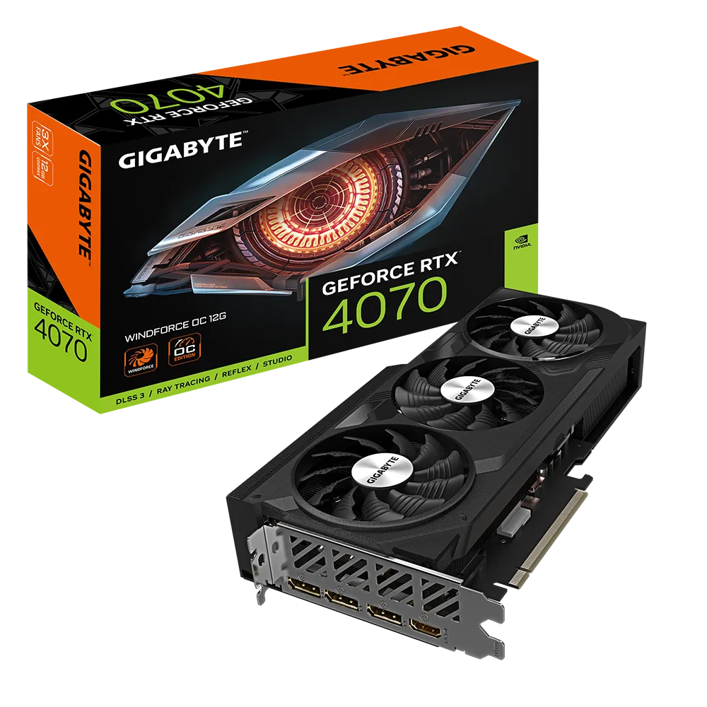 Videokarte GIGABYTE RTX 4070 WINDFORCE OC 12GB GDDR6X (GV-N4070WF3OC-12GD)