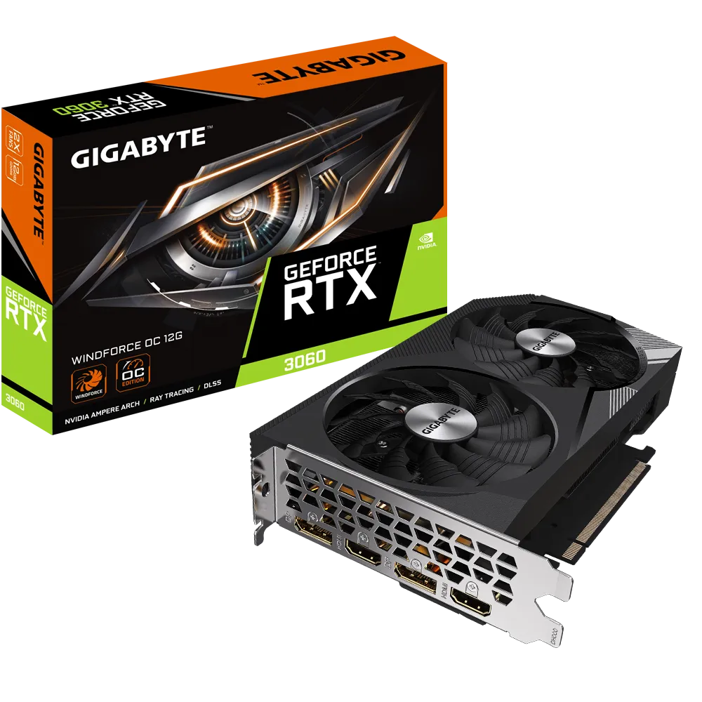 Videokarte GIGABYTE NVIDIA GeForce RTX 3060 12 GB GDDR6 (GV-N3060WF2OC-12GD2.0)