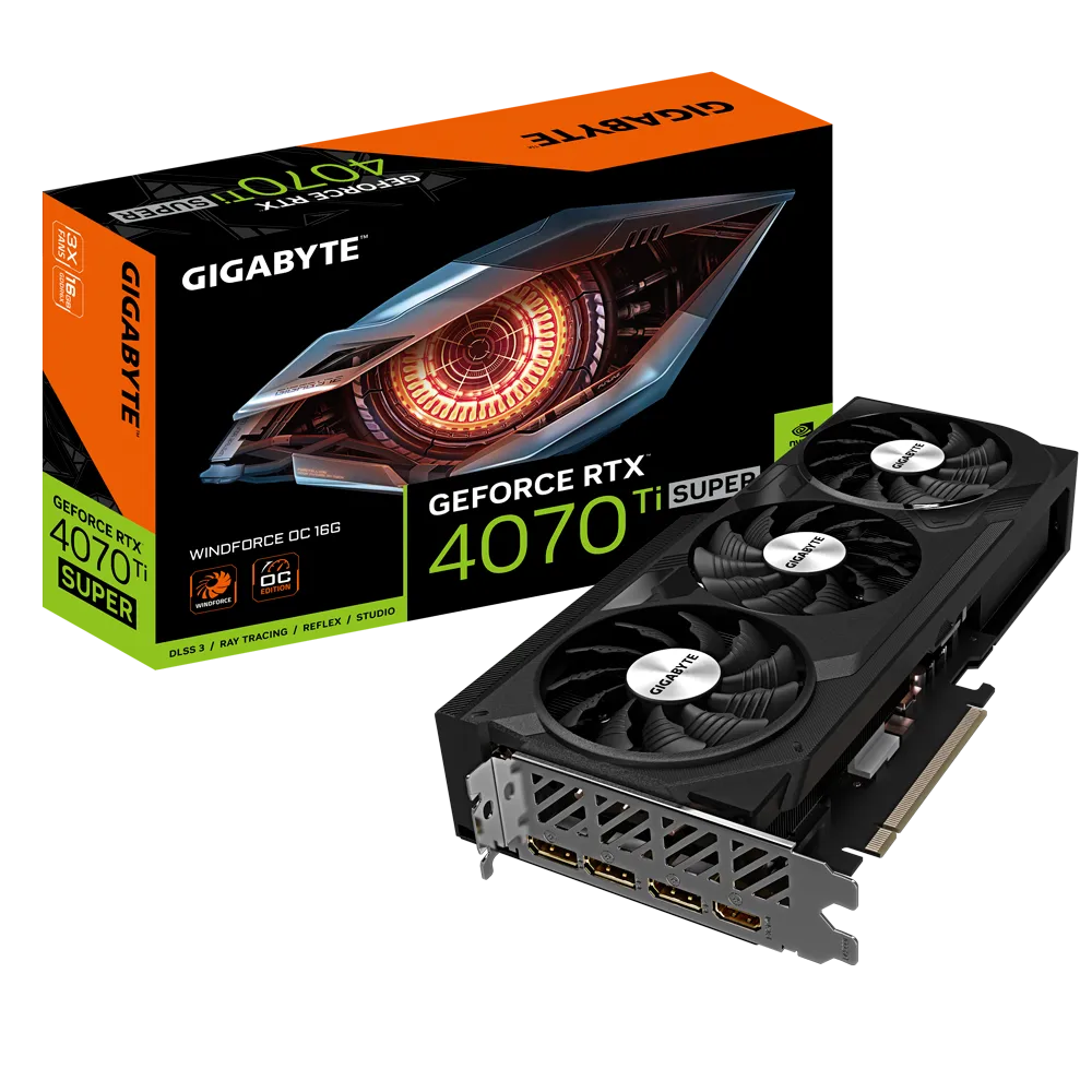 Videokarte GIGABYTE NVIDIA GeForce RTX 4070 Ti SUPER 16 GB GDDR6X (GV-N407TSWF3OC-16GD)