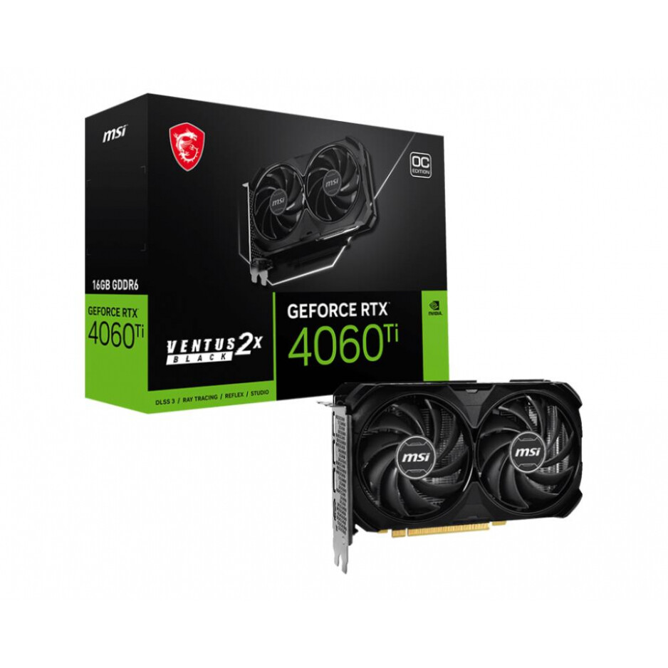 Videokarte MSI NVIDIA GeForce RTX 4060 Ti 16 GB (4060TIVENT2XBLAC16GOC)