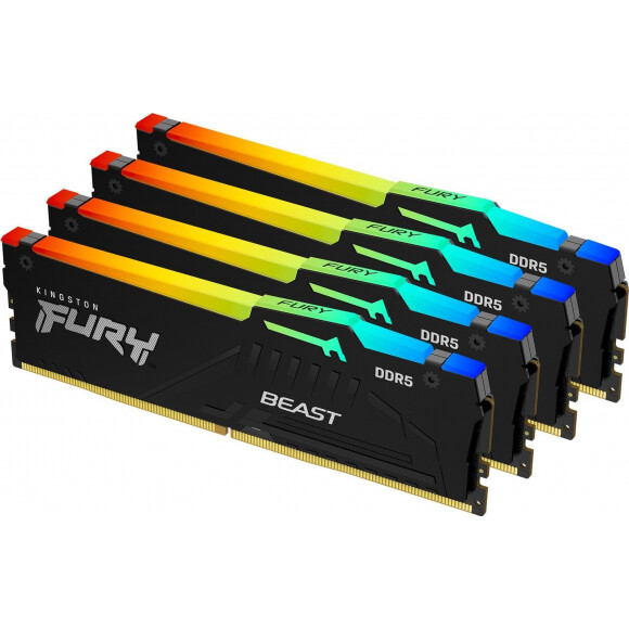 Operatīvā atmiņa KINGSTON Fury Beast RGB 128GB 5200MHZ DDR5 CL40 Kit of 4x32GB (KF552C40BBAK4-128)