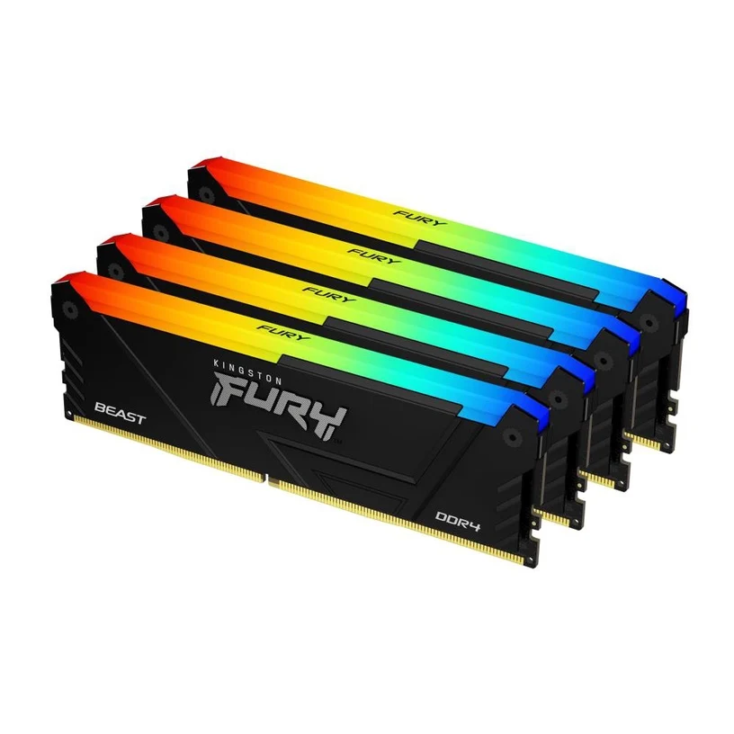 Operatīvā atmiņa KINGSTON Fury Beast RGB 128GB 3200 MHz DDR4 CL16 Kit of 4x32GB (KF432C16BB2AK4/128)