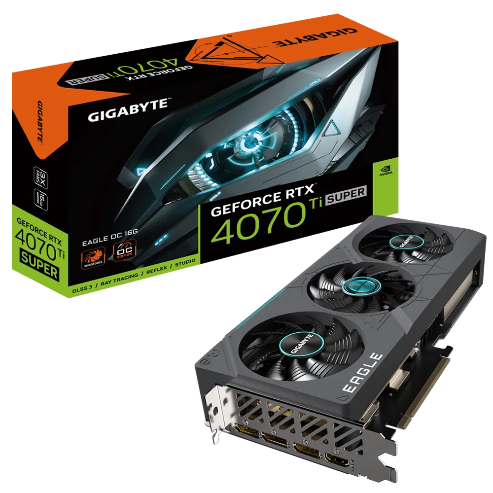 Videokarte GIGABYTE NVIDIA GeForce RTX 4070 Ti SUPER 16 GB GDDR6X (N407TSEAGLEOC-16GD)