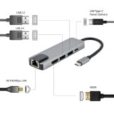 USB centrmezgls GEMBIRD USB Type C (A-CM-COMBO5-04)