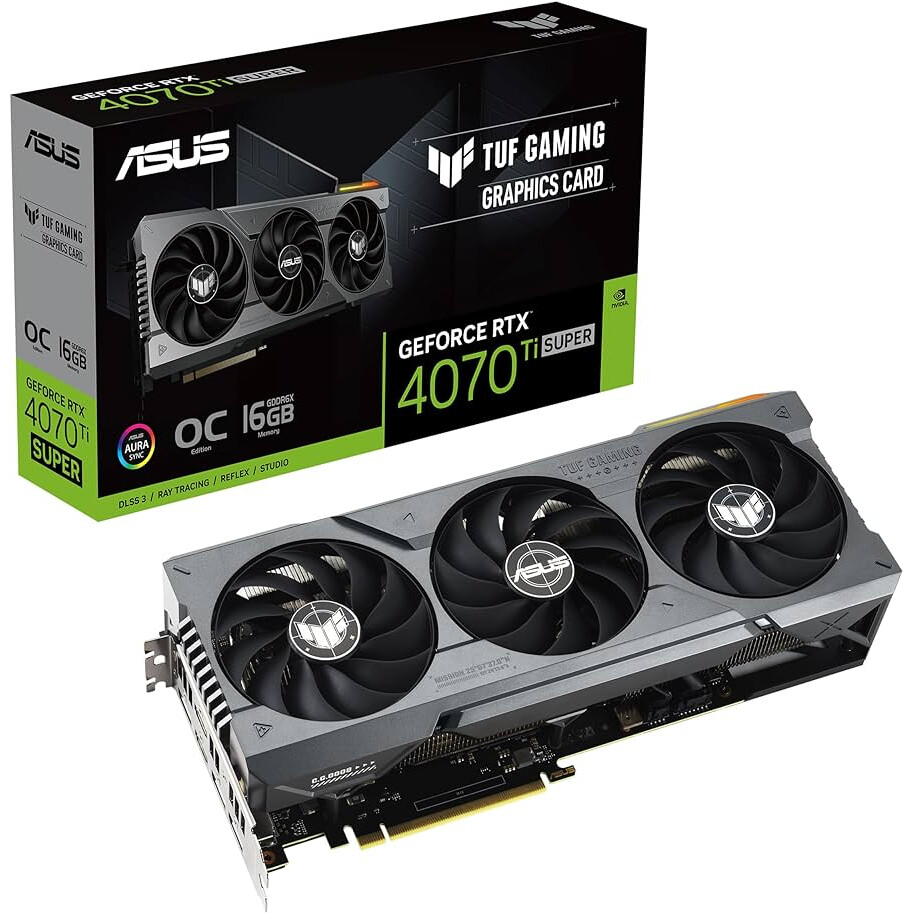 Videokarte ASUS NVIDIA GeForce RTX 4070 Ti SUPER 16 GB GDDR6X (TUF-RTX4070TIS-O16G-GAM)