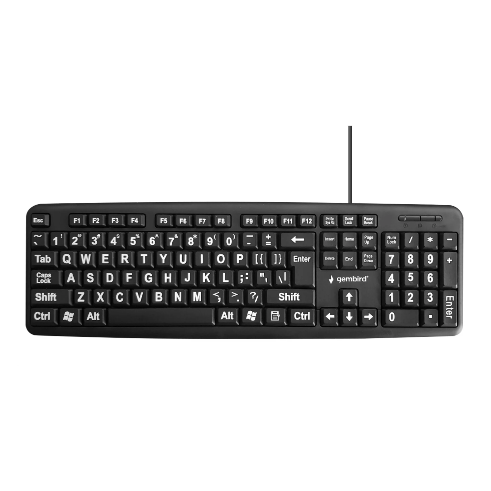 Tastatūra GEMBIRD STANDART USB BLACK ENG BIG LETT. (KB-US-103)