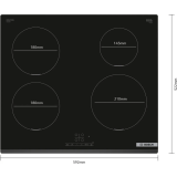 BOSCH Indukcijas plīts virsma 60 cm Melns, plīts virsma bez rāmja (PIE631BB5E)