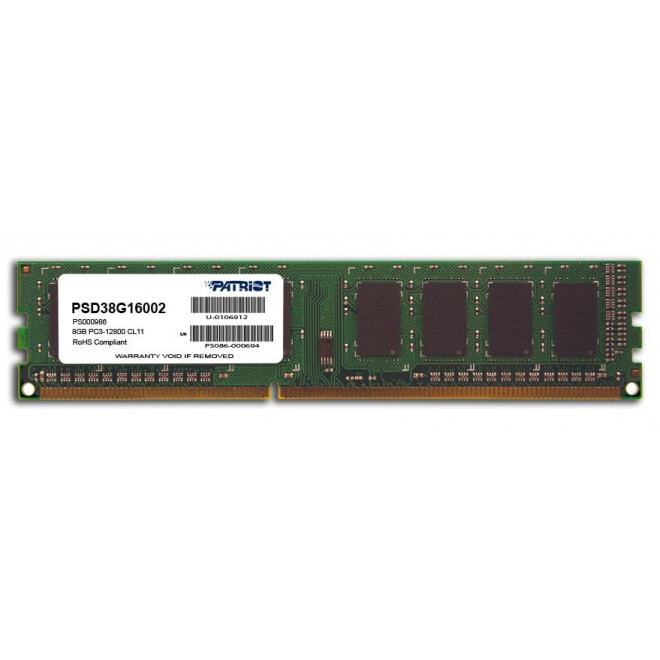 Operatīvā atmiņa Patriot Memory DDR3 8GB 1600MHz (PAMPATDR30070)