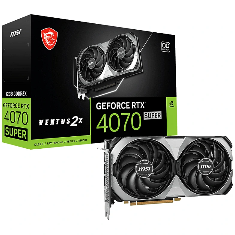 Videokarte MSI GeForce VENTUS RTX 4070 SUPER 12 GB GDDR6X (VGAMISNVDM208) - RTX 4070 SUPER 12G VENTUS 2X OC