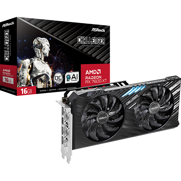 Videokarte Asrock Radeon RX 7600 XT Challenger 16 GB GDDR6 (VGAASRATI0090)