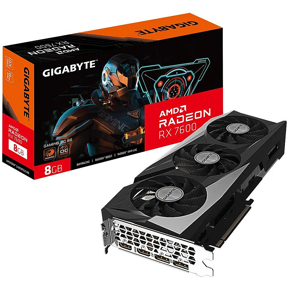 Videokarte Gigabyte GAMING Radeon RX 7600 OC 8 GB GDDR6 (GV-R76GAMING OC-8GD)