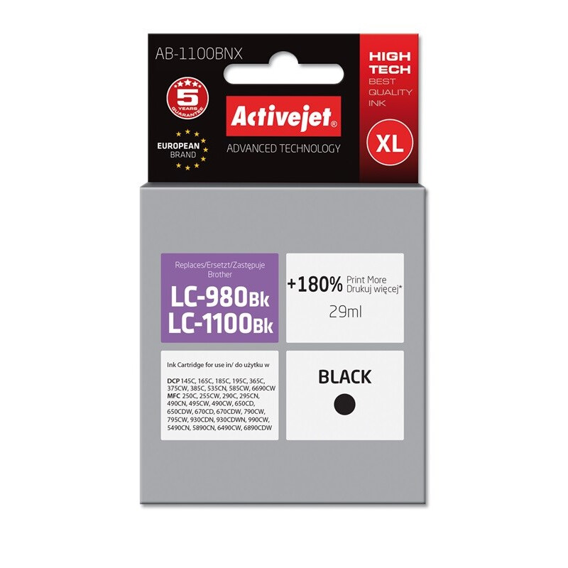 Activejet AB-1100BNX ink for Brother 29 ml black (EXPACJABR0017)