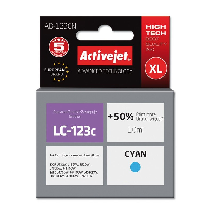 Activejet AB-123CN ink for Brother 10 ml cyan (EXPACJABR0039)