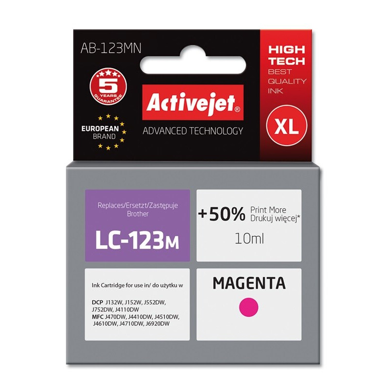 Activejet AB-123MN Ink for Brother 10 ml magenta (EXPACJABR0040)