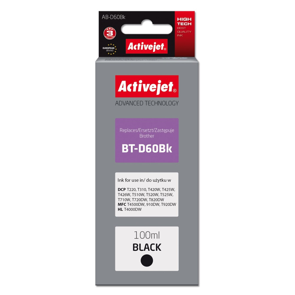 Activejet AB-D60Bk Ink for Brother 100 ml black (EXPACJABR0105)