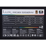 Barošanas bloks Aerocool Lux RGB 550M 550 W (ZDLAEROBU0015)