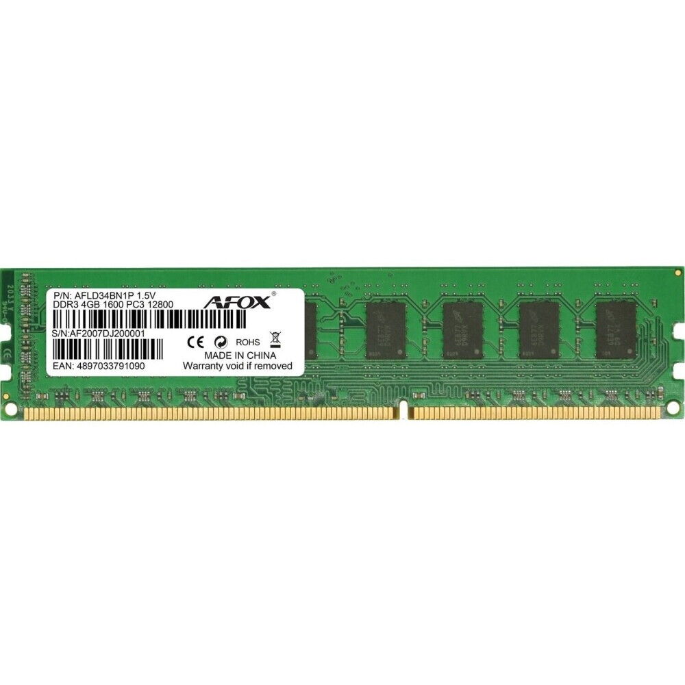 Operatīvā atmiņa AFOX 4G 1600 MHz DDR3 (PAMAFODR30012)