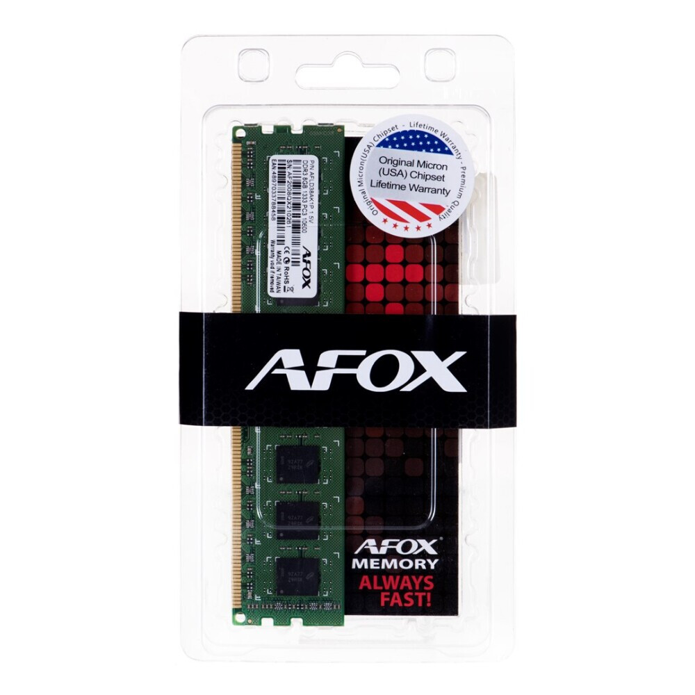 Operatīvā atmiņa AFOX 8GB 1333 MHz DDR3 CL9 (PAMAFODR30007)