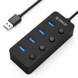 Orico USB 3.0. Hub with switches, 4x USB black (W9PH4-U3-V1-BK-BP)