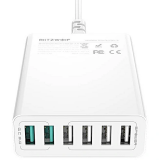 Adapteris Charger 6x USB Blitzwolf BW-S15, QC 3.0, 60 W white (BW-S15 EU)