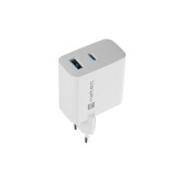 NATEC RIBERA GAN CHARGER 1X USB-A + 1X USB-C 45W WHITE (LADNATSIC0012)