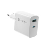 NATEC RIBERA GAN CHARGER 1X USB-A + 1X USB-C 45W WHITE (LADNATSIC0012)