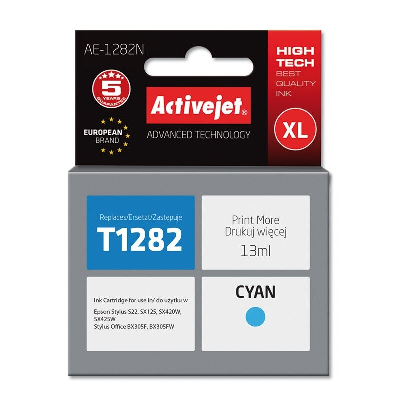 Activejet AE-1282N Ink (replacement for Epson T1282; Supreme; 13 ml; cyan) (EXPACJAEP0200)