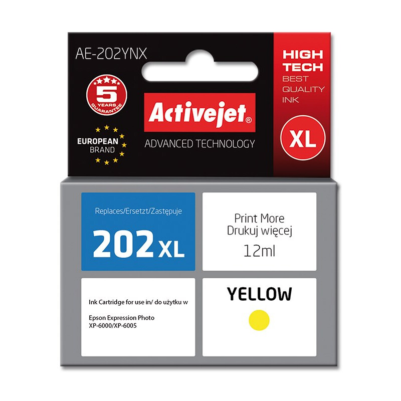 Activejet AE-202YNX ink (replacement for Epson 202XL H44010; Supreme; 12 ml; yellow) (EXPACJAEP0302)