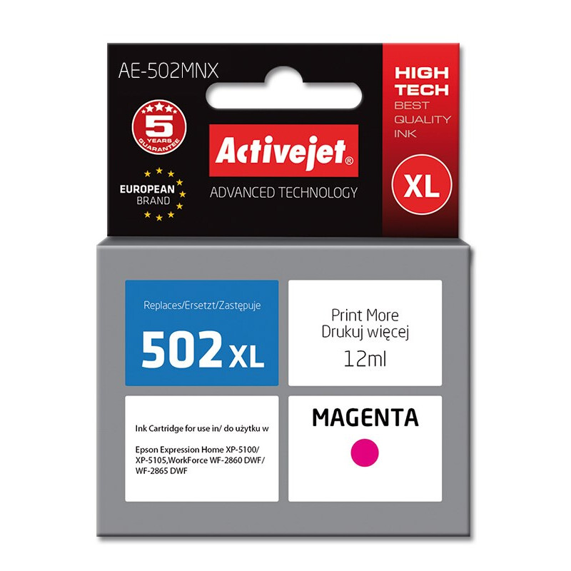 Activejet AE-502MNX ink (replacement for Epson 502XL W34010; Supreme; 12 ml; magenta) (EXPACJAEP0297)