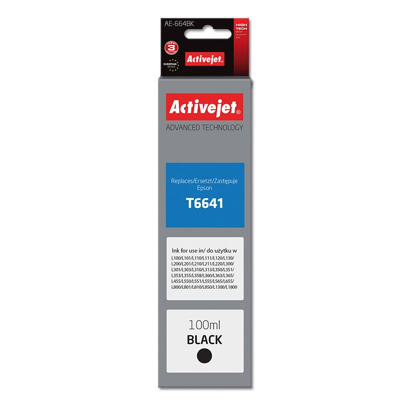 Activejet AE-664Bk Ink cartridge (replacement for Epson T6641; Supreme; 100 ml; black) (EXPACJAEP0287)