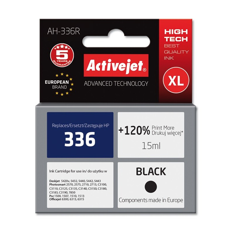 Activejet AH-336R Ink cartridge (replacement for HP 336 C9362EE; Premium; 15 ml; black) (EXPACJAHP0044)