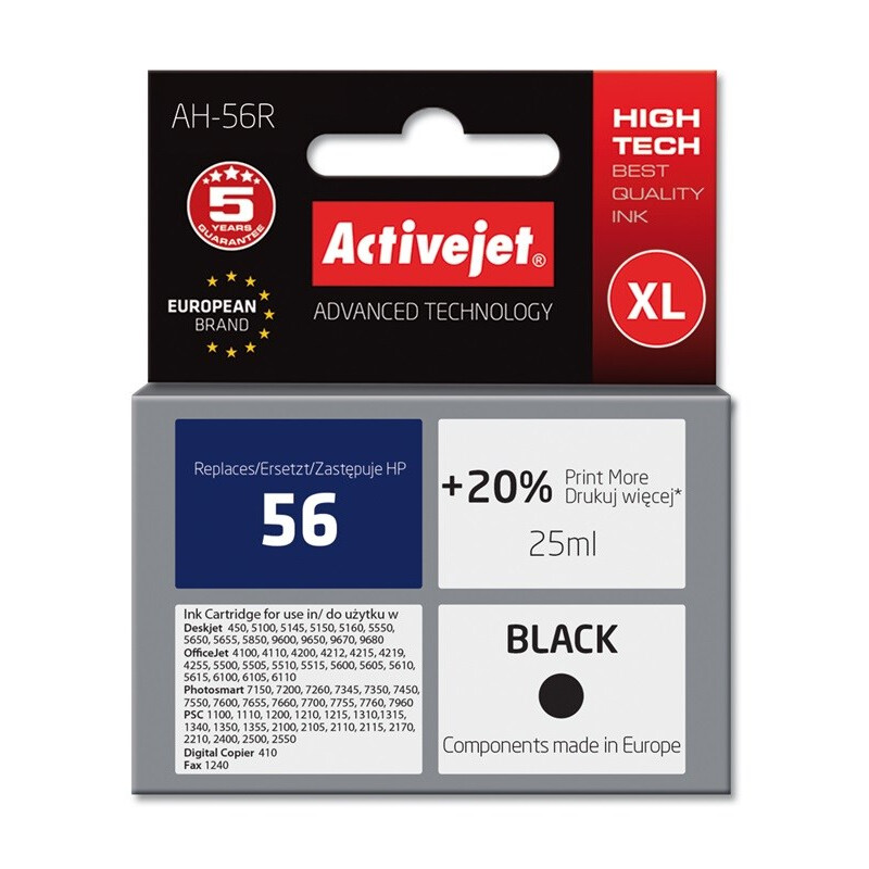 Activejet AH-56R Ink cartridge (replacement for HP 56 C6656A; Premium; 25 ml; black) (EXPACJAHP0009)