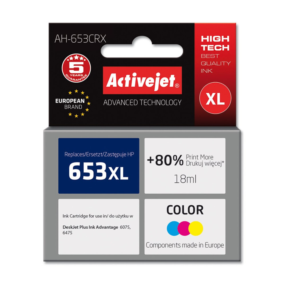 Activejet AH-653CRX ink (replacement for HP 652 F6V24AE; Premium; 320 pages; color) (EXPACJAHP0335)