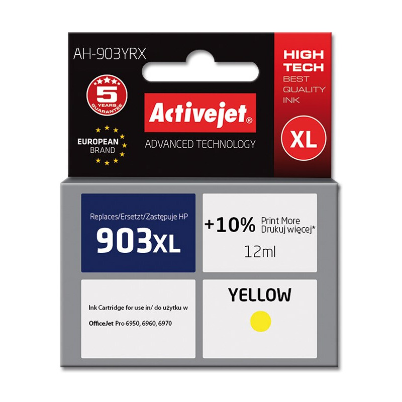 Activejet AH-903YRX ink (replacement for HP 903XL T6M11AE; Premium; 12 ml; yellow) (EXPACJAHP0273)