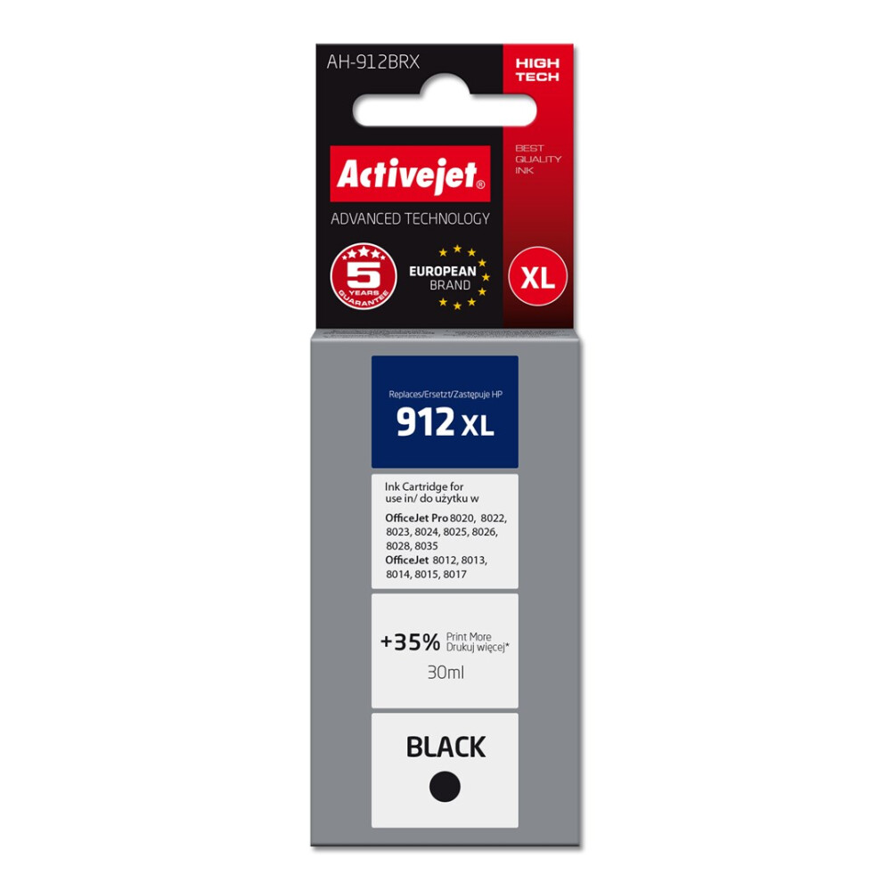 Activejet AH-912BRX Ink (replacement for HP 912XL 3YL84AE; Premium; 1100 pages; 30 ml, black) (AH-912BRX)