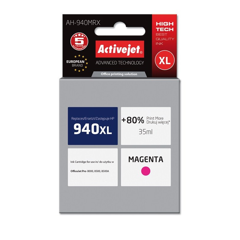 Activejet AH-940MRX Ink Cartridge(replacement for HP 940XL C4908AE; Premium; 35 ml; magenta) (EXPACJAHP0137)