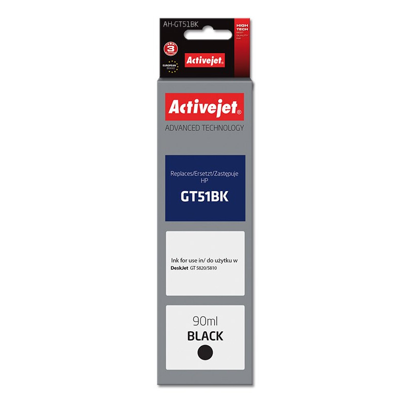 Activejet AH-GT51Bk ink (replacement for HP GT-51BK M0H57AE; Supreme; 90 ml; black) (EXPACJAHP0288)