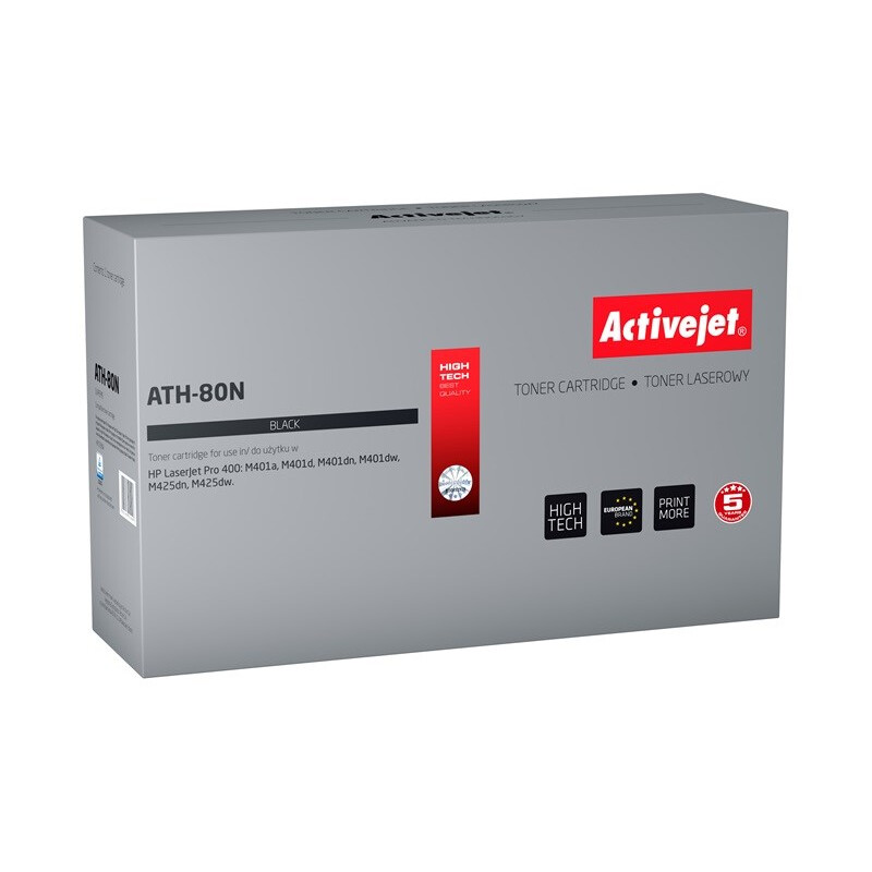 Activejet ATH-80N Toner Cartridge (replacement for HP 80A CF280A; Supreme; 3500 pages; black) (EXPACJTHP0149)