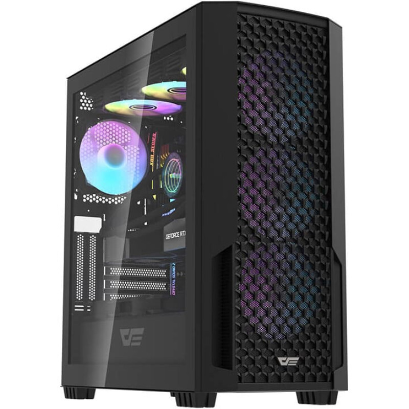 Datoru korpuss Computer case Darkflash DF2100 + 4 ARGB fans black (DF2100 BLACK)