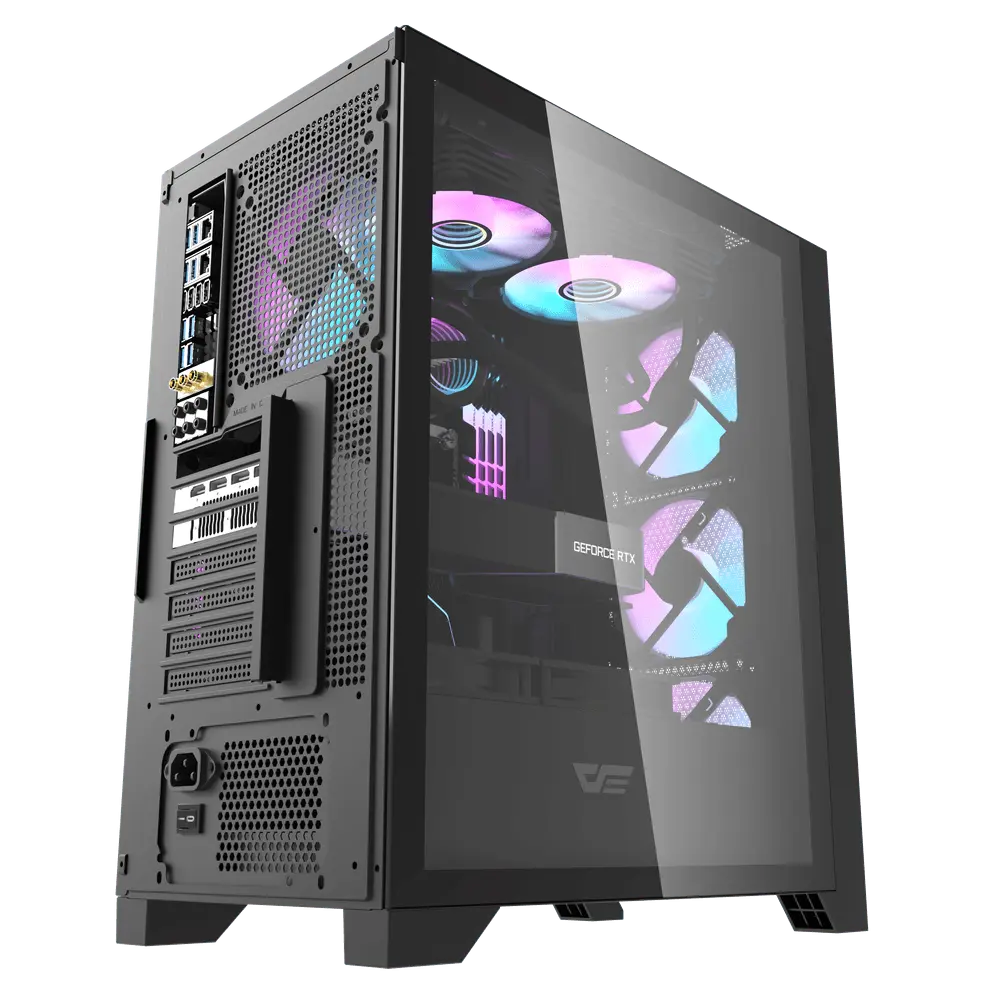 Datoru korpuss Computer case Darkflash DRX70 GLASS + 4 RGB fans black (DRX70 GLASS BLACK)