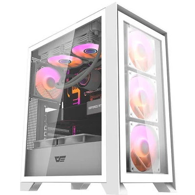 Datoru korpuss Computer case Darkflash DRX70 GLASS + 4 RGB fans white (DRX70 GLASS WHITE)