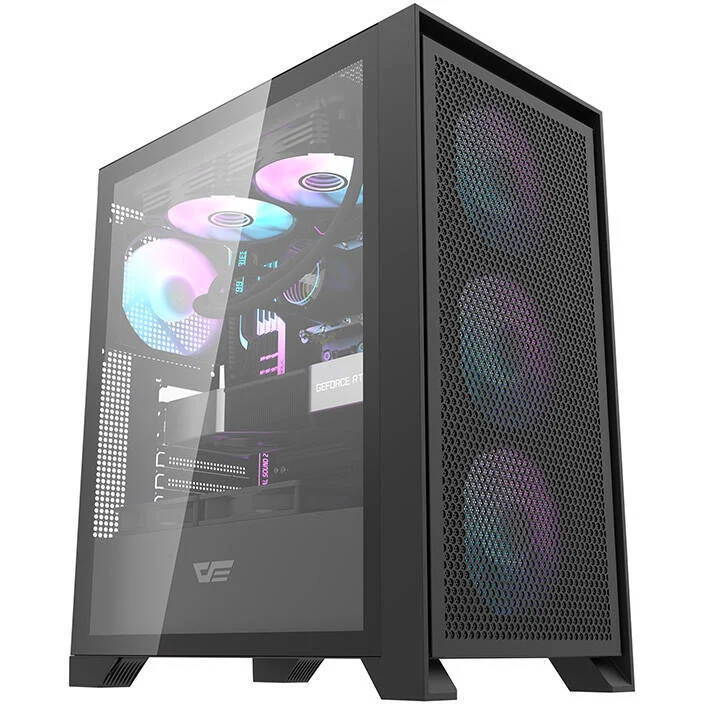 Datoru korpuss Computer case Darkflash DRX70 MESH + 4 RGB fans black (DRX70 MESH BLACK)